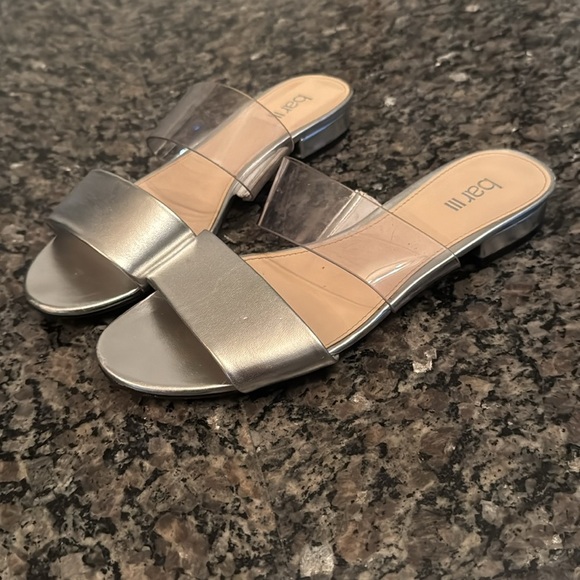 Bar III Silver Women's Slide Sandals 8 - Picture 2 of 7